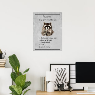 Póster Dibujo de mapache divertido con humor de animal es