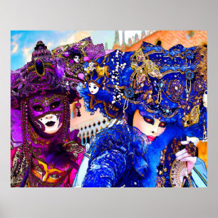 Póster Dibujo de máscaras tradicionales coloridas del Car