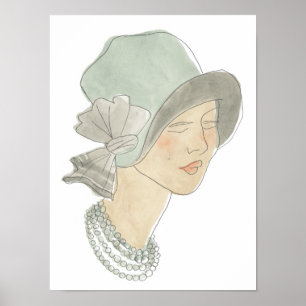 Póster Dibujo de moda - Mujer con Gorra