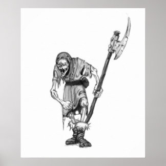 Póster Dibujo de Monstruo de Fantasía Medieval Undead