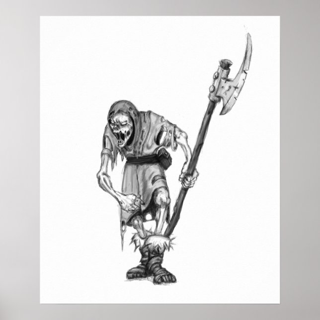 Póster Dibujo de Monstruo de Fantasía Medieval Undead (Frente)