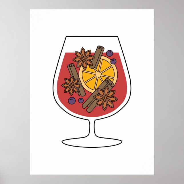 Póster Dibujo de navidades de vino tinto (Frente)