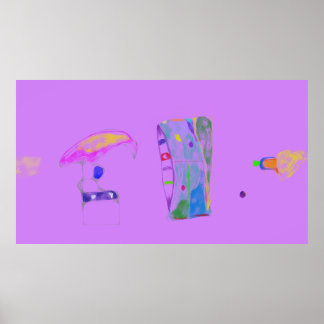 Póster Dibujo de objetos abstractos rosados
