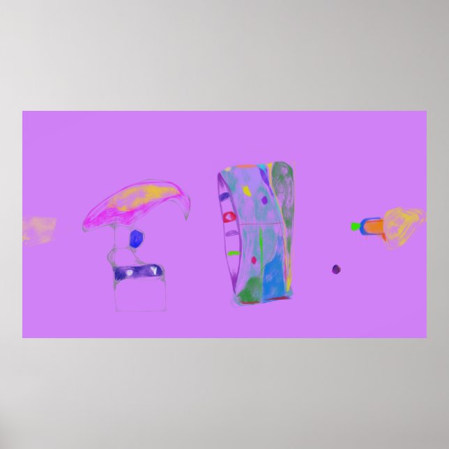 Póster Dibujo de objetos abstractos rosados (Frente)
