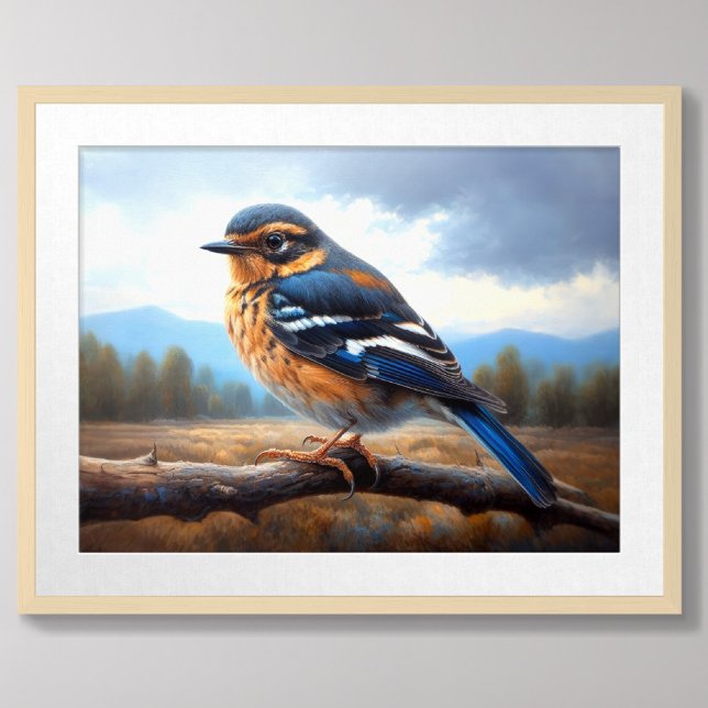 Póster Dibujo de pájaro azul oriental en una rama (Subido por el creador)