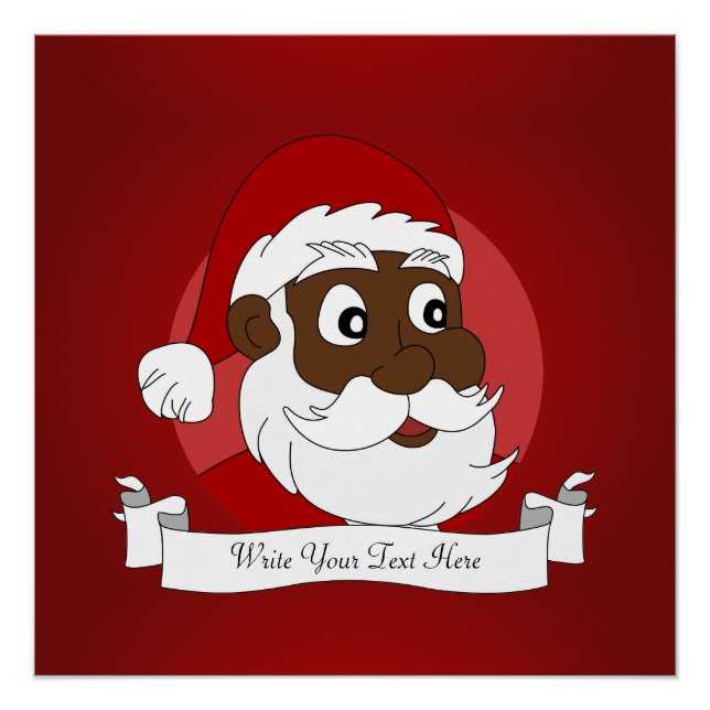 Póster Dibujo de Papá Noel negro (Anverso)