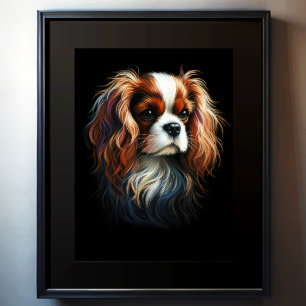 Póster Dibujo de Pastel duro Rey Charles Cavalier Spaniel