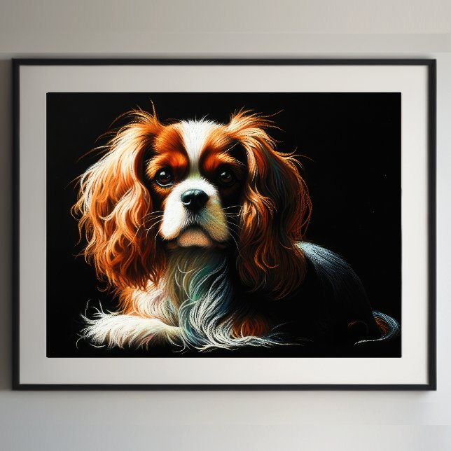 Póster Dibujo de Pastel duro Rey Charles Cavalier Spaniel (Subido por el creador)