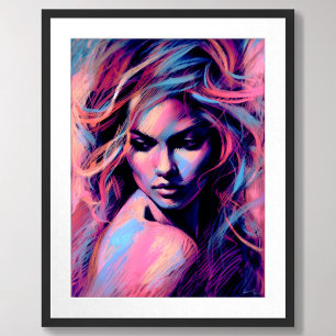 Póster Dibujo de pastel duro rosa azul para mujer atracti