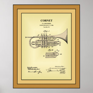 Póster Dibujo de patentes ~ F. A. Buesoher ~ Cornet ~