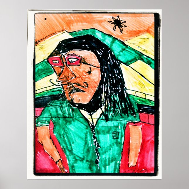 Póster Dibujo de perfil de degradado (Frente)