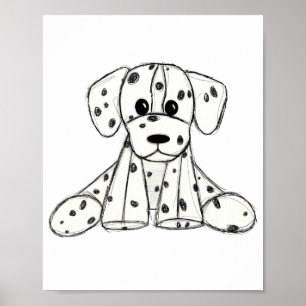 Póster Dibujo de perro de peluche dálmata contorno simple