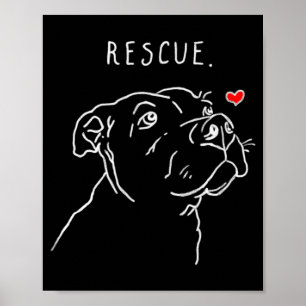 Póster Dibujo de perro de rescate Tbull Rescate Mamá Adop