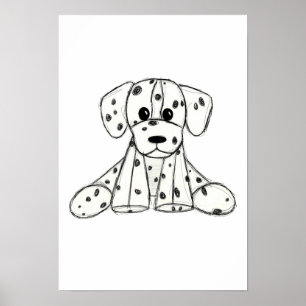 Póster Dibujo de perros rellenos dálmatas esquema simple 