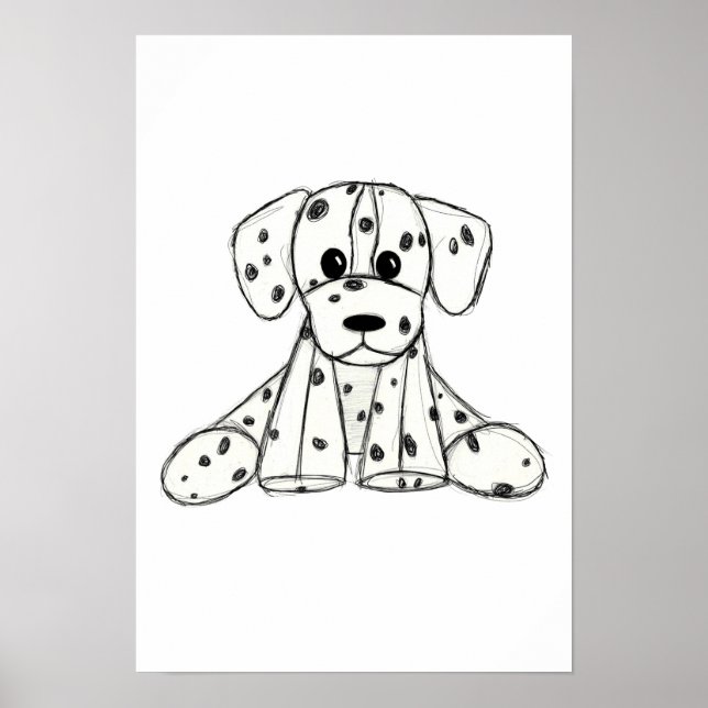 Póster Dibujo de perros rellenos dálmatas esquema simple  (Frente)