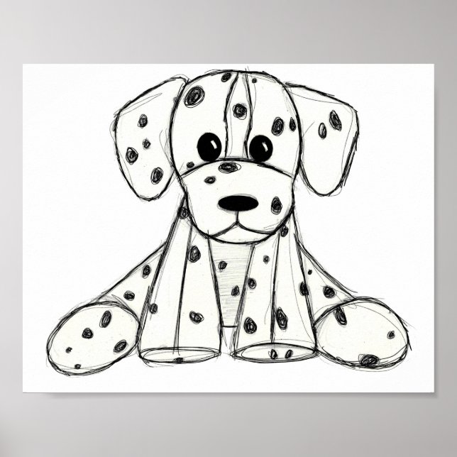 Póster Dibujo de perros rellenos dálmatas esquema simple  (Frente)