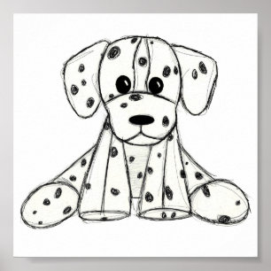 Póster Dibujo de perros rellenos dálmatas esquema simple