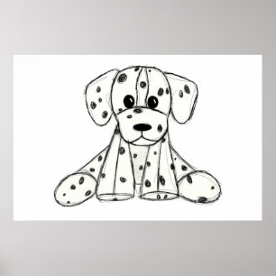 Póster Dibujo de perros rellenos dálmatas esquema simple 
