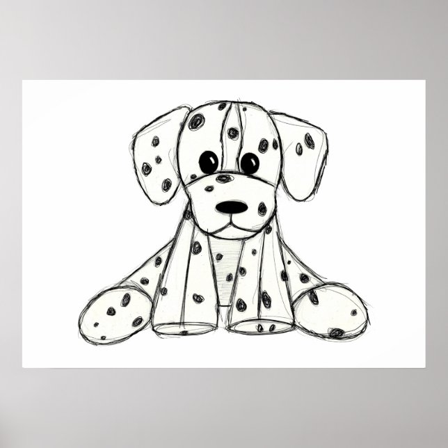 Póster Dibujo de perros rellenos dálmatas esquema simple  (Frente)