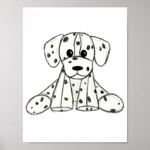 Póster Dibujo de perros rellenos dálmatas esquema simple