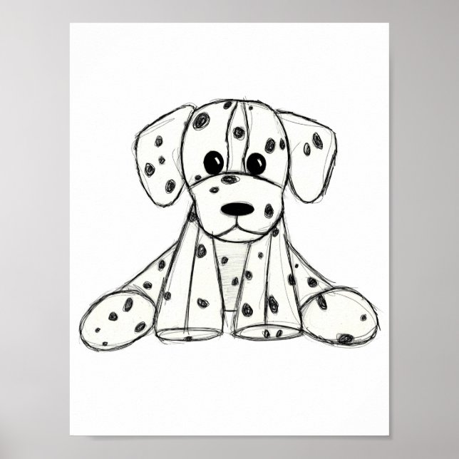 Póster Dibujo de perros rellenos dálmatas esquema simple  (Frente)