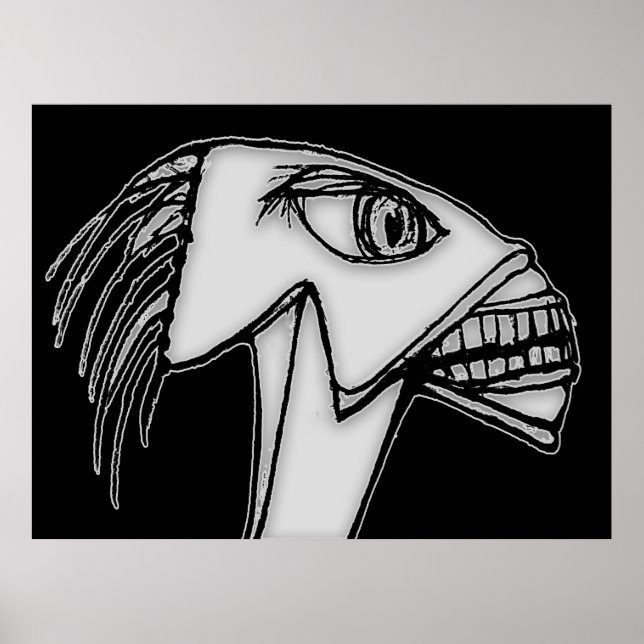 Póster Dibujo de retrato de Alien Noir enojado (Frente)