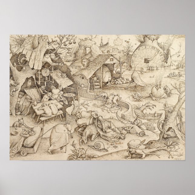 Póster Dibujo de Sloth Pieter Bruegel (Frente)