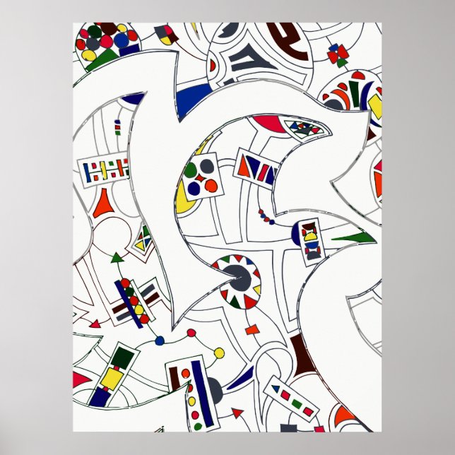 Póster Dibujo de tinta abstracta grande (Frente)