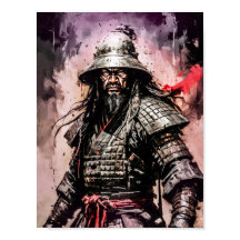 Dibujo de tinta de guerrero samurái ronin