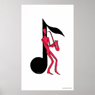 Póster Dibujo de tinta de lápiz para hombre de juegos sax