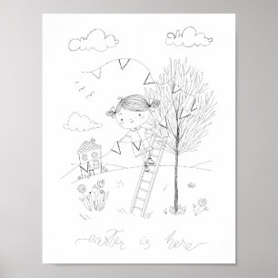 Póster Dibujo de tinta La Pascua está aquí