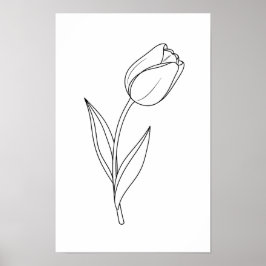 Póster Dibujo de Tulipán Minimalista de Línea