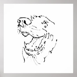 Póster Dibujo de un feliz Retriever Dorado a tinta