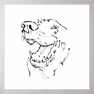 Póster Dibujo de un feliz Retriever Dorado a tinta