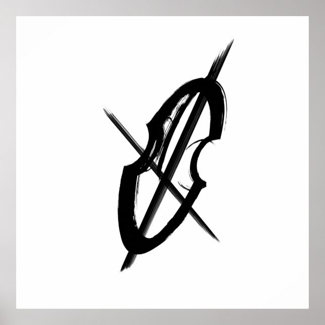 Póster Dibujo de un músico de música Black White Cello (Frente)