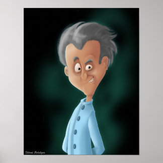 Póster Dibujo de un profesor loco