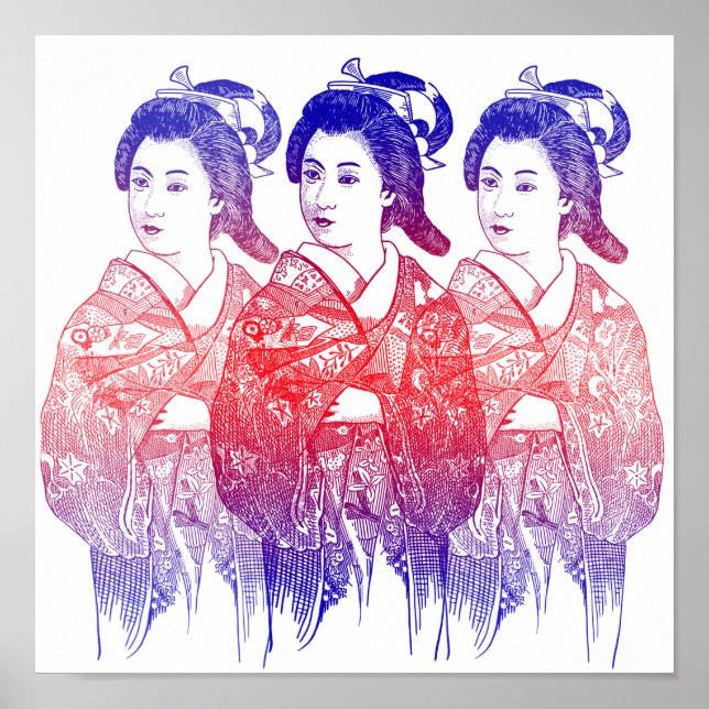 Póster Dibujo De Una Dama De Kimono (Frente)