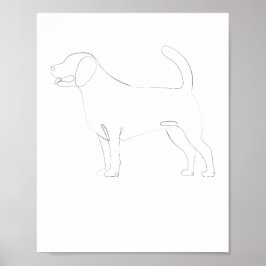 Póster Dibujo de una línea de perro permanente 1