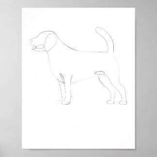 Póster Dibujo de una línea de perro permanente 1