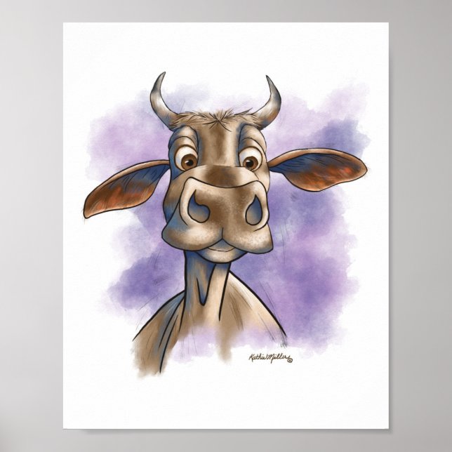 Póster Dibujo de vaca Brahman (Frente)