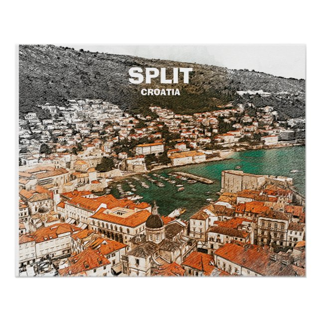 Póster Dibujo de viaje de cosecha de la época de Croacia  (Anverso)