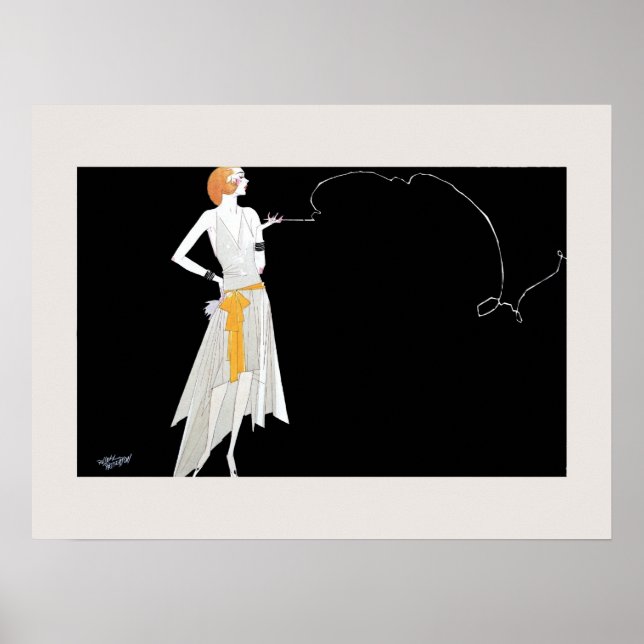 Póster Dibujo del chica de moda de los años 20 (Frente)