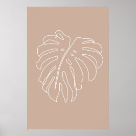 Póster Dibujo del contorno tropical. Hoja de Monstera