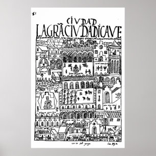 Póster Dibujo del Cusco, Perú, 1616