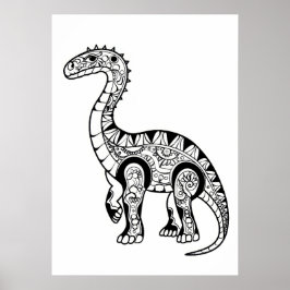 Póster Dibujo del doodle de Dinosaur.