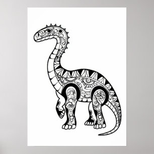 Póster Dibujo del doodle de Dinosaur.