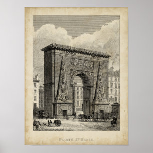 Póster Dibujo del monumento Porte Saint-Denis