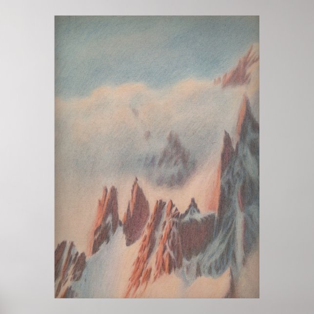 Póster Dibujo del paisaje de los glaciares de montaña de  (Frente)