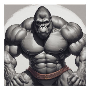 Póster Dibujo del Personalizado de arte pop de Gorilla Bo