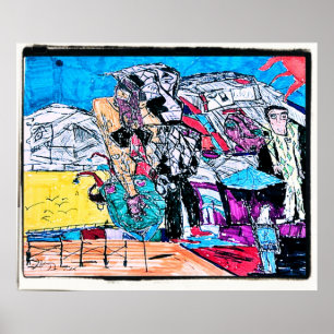 Póster dibujo del río oro